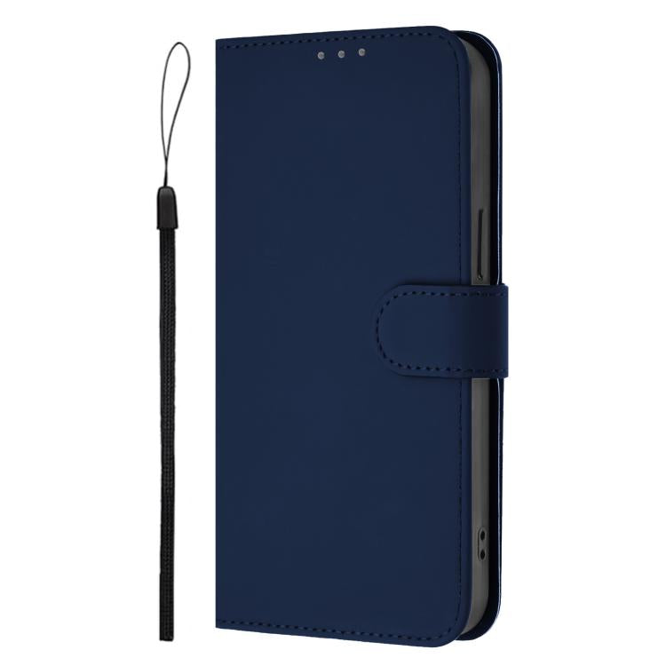 For OPPO A6 GT 5G Skin Feel Solid Color Leather Phone Case with Lanyard