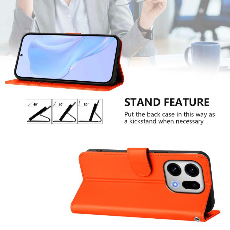 For OPPO Find X9 Skin Feel Solid Color Leather Phone Case with Lanyard