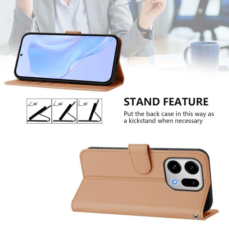 For OPPO Find X9 Skin Feel Solid Color Leather Phone Case with Lanyard