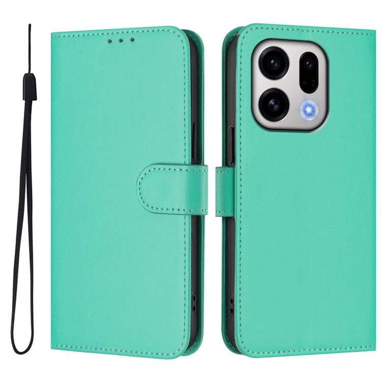 For OPPO Find X9 Skin Feel Solid Color Leather Phone Case with Lanyard