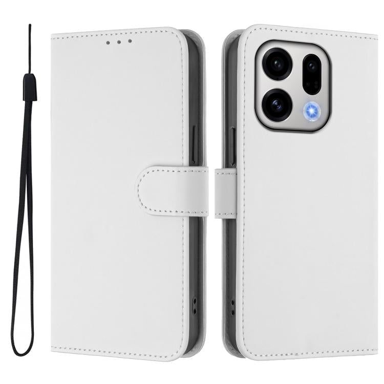 For OPPO Find X9 Skin Feel Solid Color Leather Phone Case with Lanyard