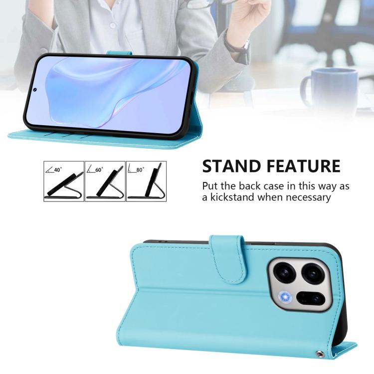 For OPPO Find X9 Skin Feel Solid Color Leather Phone Case with Lanyard