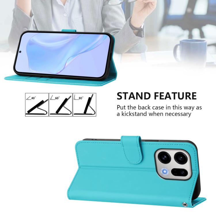 For OPPO Find X9 Skin Feel Solid Color Leather Phone Case with Lanyard