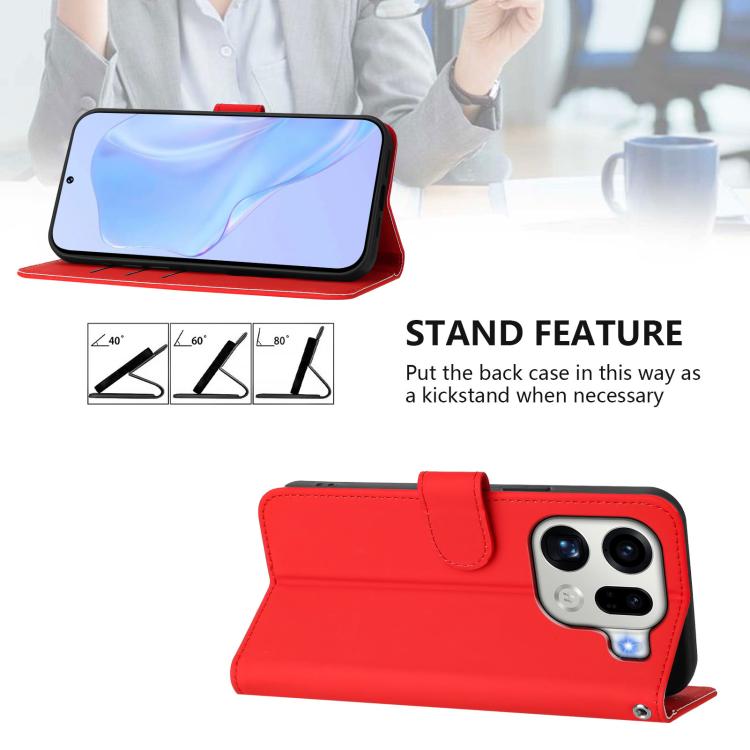 For OPPO Find X9 Pro Skin Feel Solid Color Leather Phone Case with Lanyard