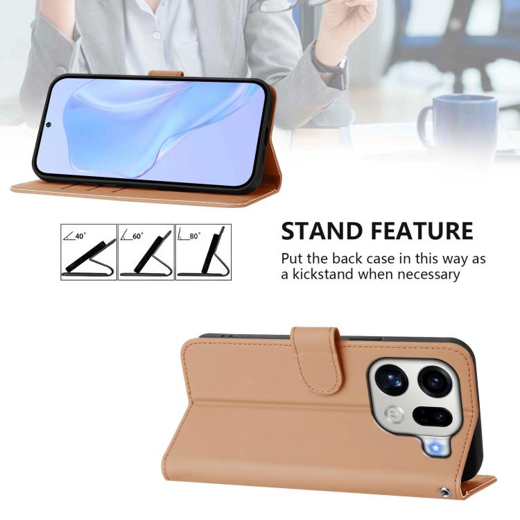 For OPPO Find X9 Pro Skin Feel Solid Color Leather Phone Case with Lanyard