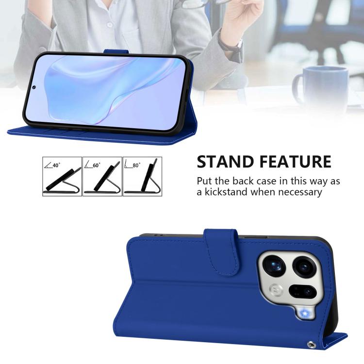 For OPPO Find X9 Pro Skin Feel Solid Color Leather Phone Case with Lanyard