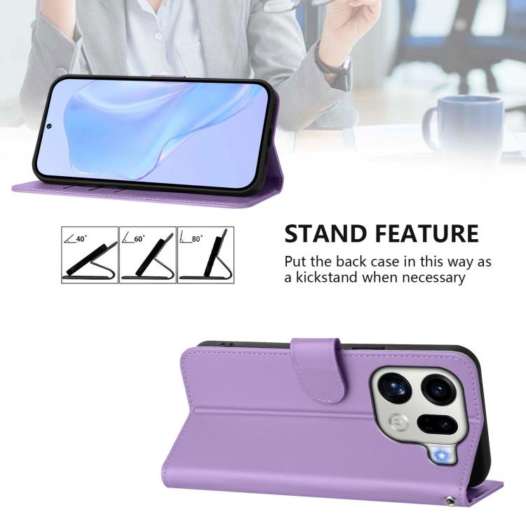 For OPPO Find X9 Pro Skin Feel Solid Color Leather Phone Case with Lanyard