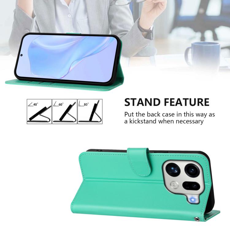 For OPPO Find X9 Pro Skin Feel Solid Color Leather Phone Case with Lanyard