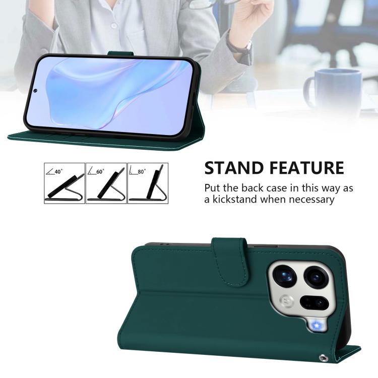 For OPPO Find X9 Pro Skin Feel Solid Color Leather Phone Case with Lanyard