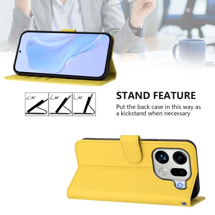 For OPPO Find X9 Pro Skin Feel Solid Color Leather Phone Case with Lanyard