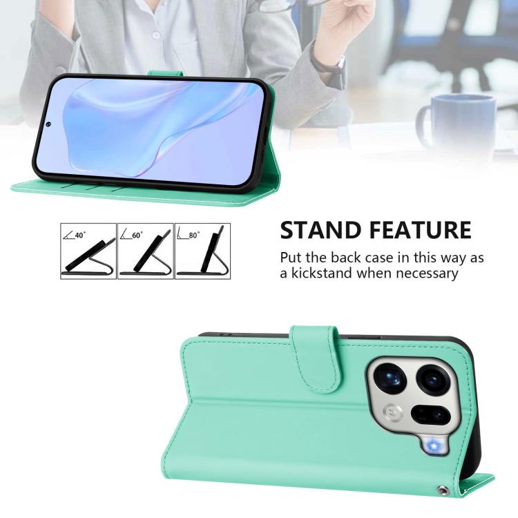 For OPPO Find X9 Pro Skin Feel Solid Color Leather Phone Case with Lanyard