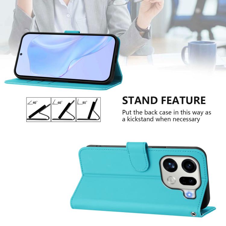 For OPPO Find X9 Pro Skin Feel Solid Color Leather Phone Case with Lanyard