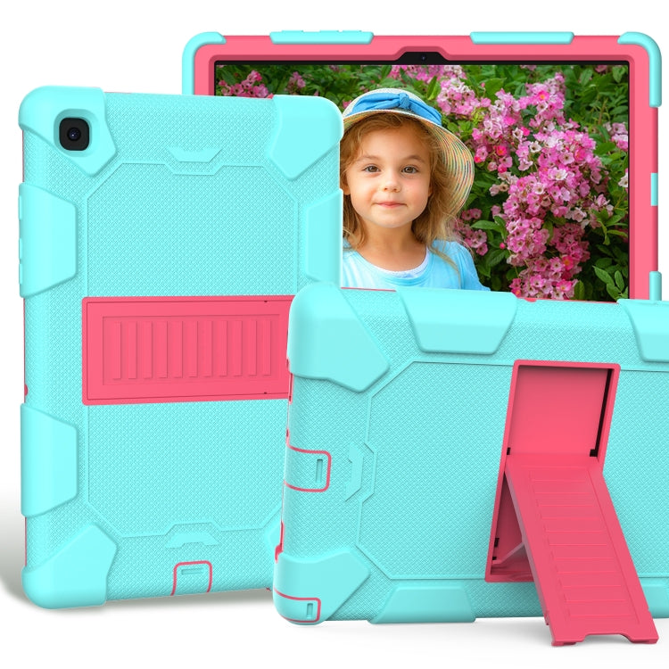 For Samsung Galaxy Tab A7 (2020) T500/T505 Shockproof Two-Color Silicone Protective Case with Holder