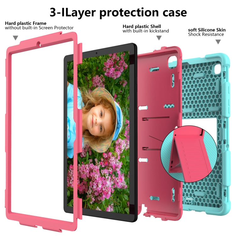 For Samsung Galaxy Tab A7 (2020) T500/T505 Shockproof Two-Color Silicone Protective Case with Holder