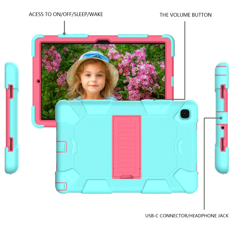 For Samsung Galaxy Tab A7 (2020) T500/T505 Shockproof Two-Color Silicone Protective Case with Holder