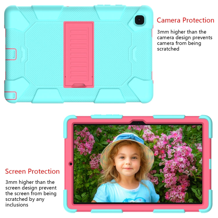 For Samsung Galaxy Tab A7 (2020) T500/T505 Shockproof Two-Color Silicone Protective Case with Holder