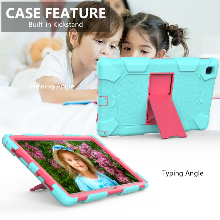 For Samsung Galaxy Tab A7 (2020) T500/T505 Shockproof Two-Color Silicone Protective Case with Holder