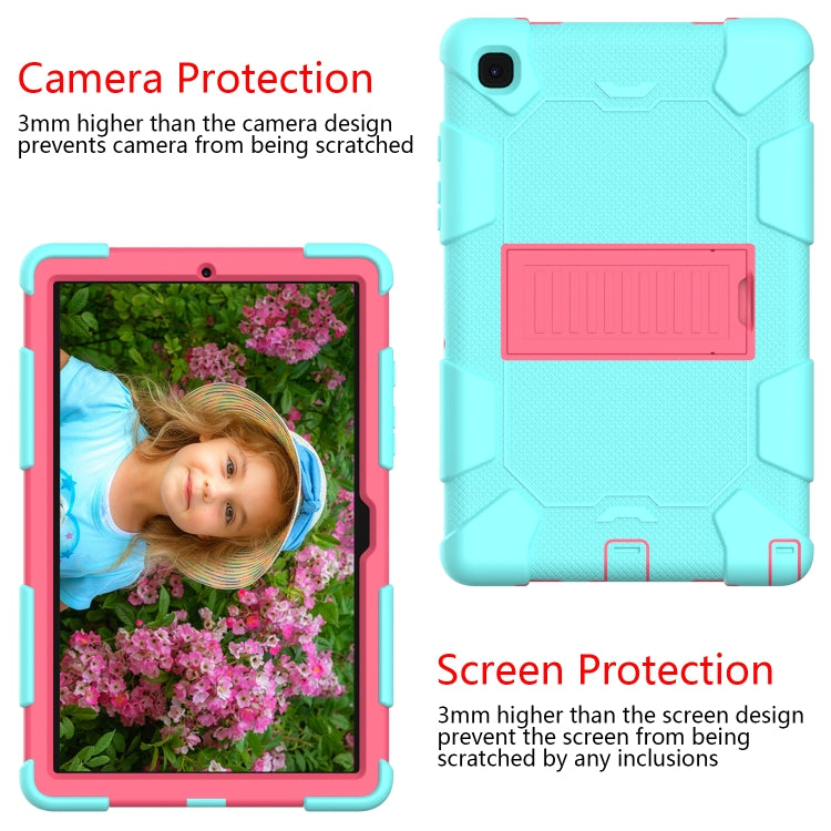 For Samsung Galaxy Tab A7 (2020) T500/T505 Shockproof Two-Color Silicone Protective Case with Holder