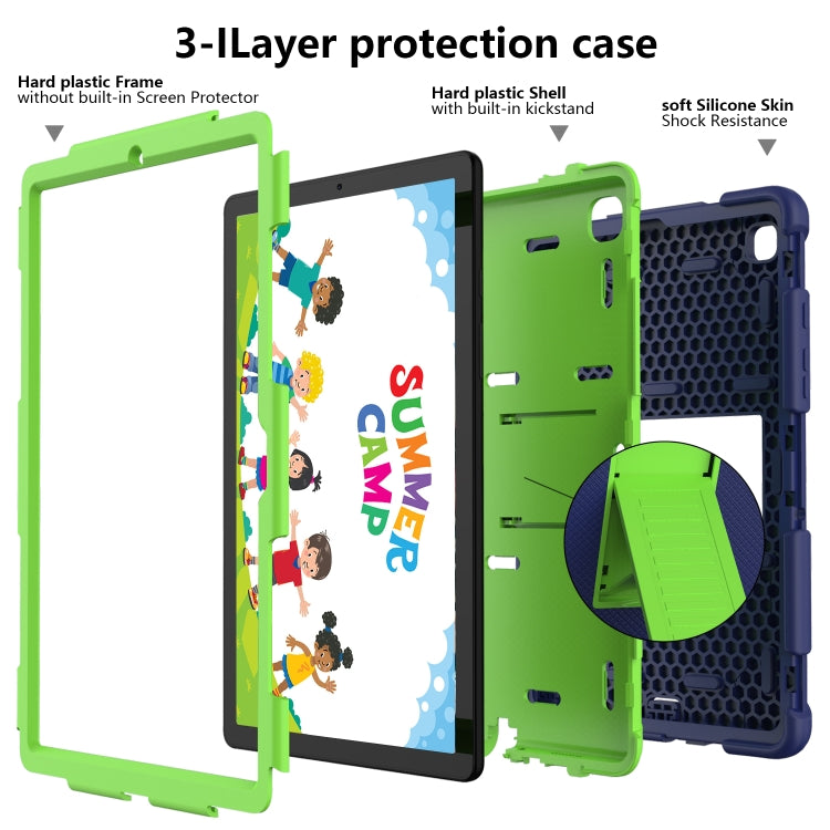 For Samsung Galaxy Tab A7 (2020) T500/T505 Shockproof Two-Color Silicone Protective Case with Holder