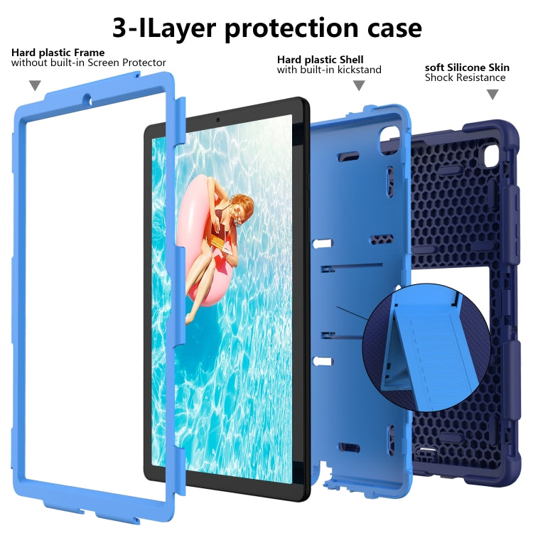 For Samsung Galaxy Tab A7 (2020) T500/T505 Shockproof Two-Color Silicone Protective Case with Holder