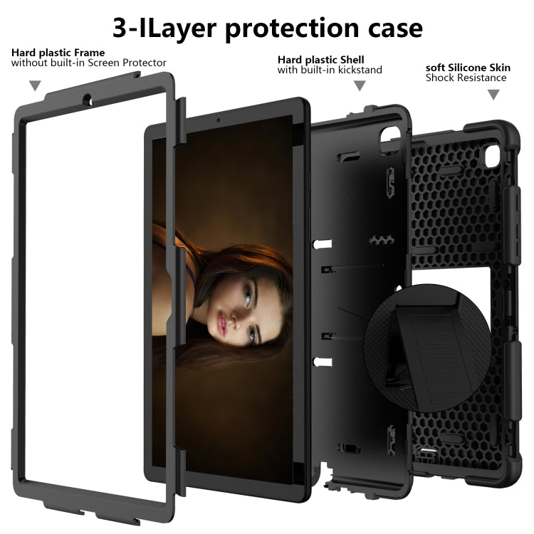 For Samsung Galaxy Tab A7 (2020) T500/T505 Shockproof Two-Color Silicone Protective Case with Holder