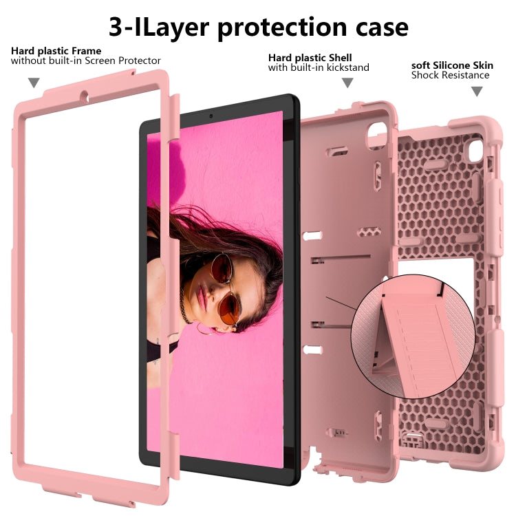 For Samsung Galaxy Tab A7 (2020) T500/T505 Shockproof Two-Color Silicone Protective Case with Holder