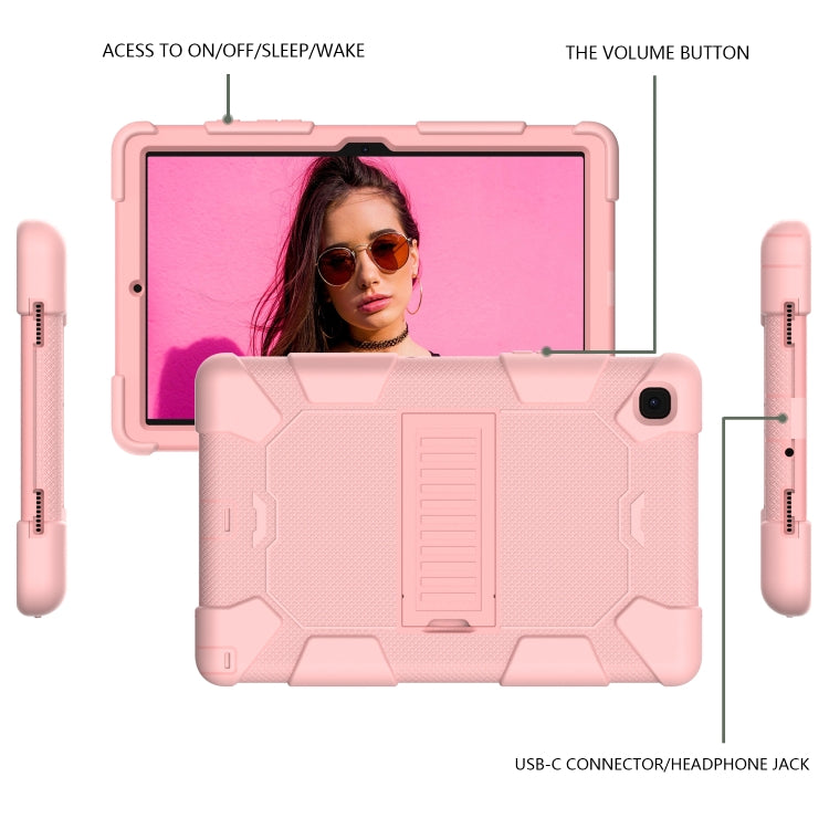 For Samsung Galaxy Tab A7 (2020) T500/T505 Shockproof Two-Color Silicone Protective Case with Holder
