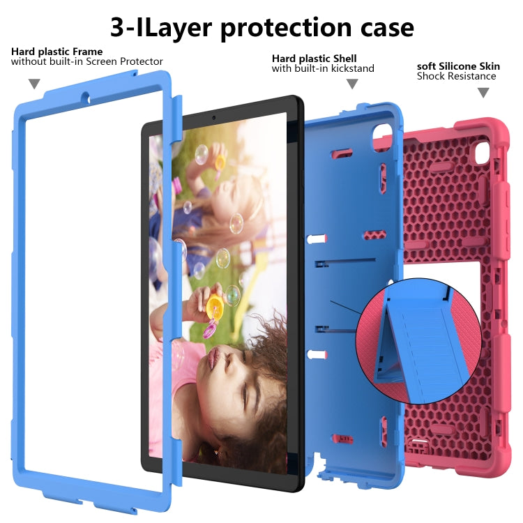 For Samsung Galaxy Tab A7 (2020) T500/T505 Shockproof Two-Color Silicone Protective Case with Holder