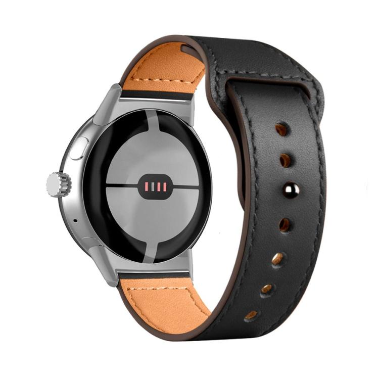 For Google Pixel Watch 4 / 3 45mm Reverse Buckle Genuine Leather Watch Band