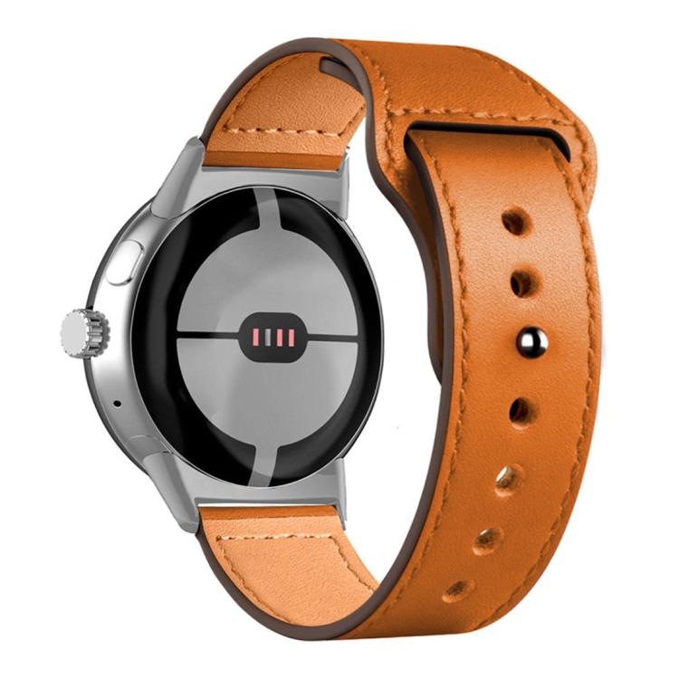 For Google Pixel Watch 4 / 3 45mm Reverse Buckle Genuine Leather Watch Band