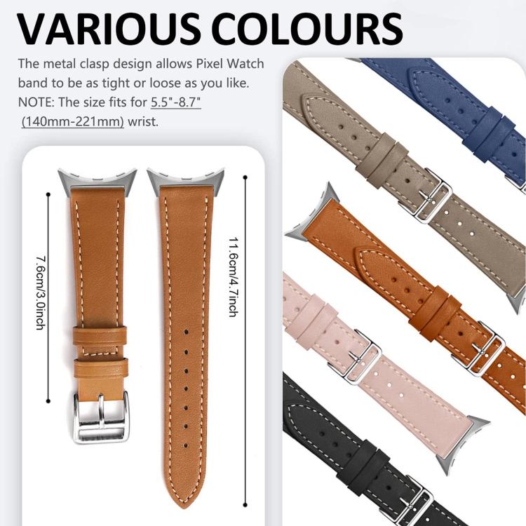 For Google Pixel Watch 4 / 3 45mm Fashionable Genuine Leather Watch Band