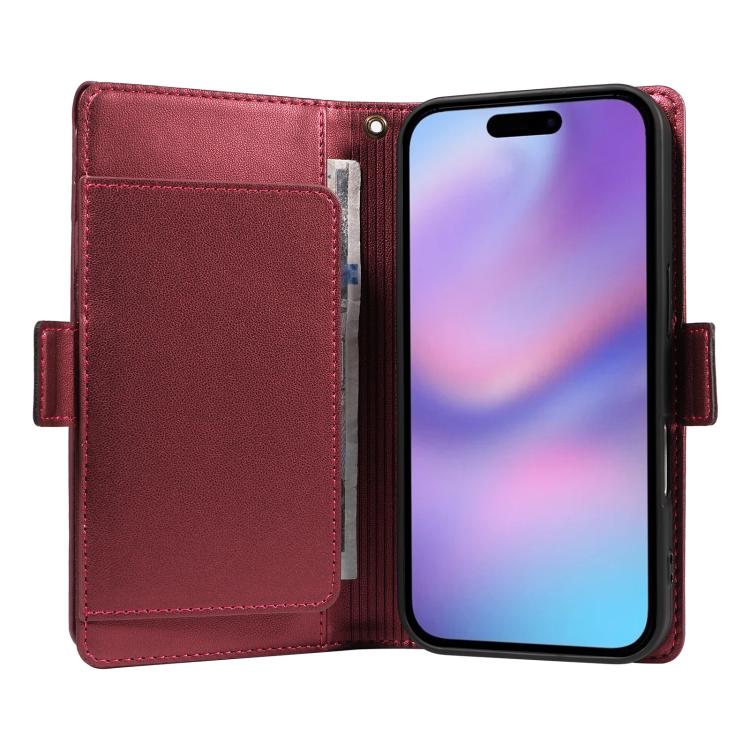 For iPhone 17 Multi Card Wallet Leather Phone Case with Strap