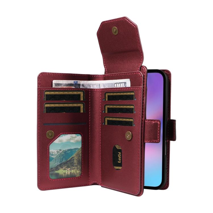 For iPhone 17 Multi Card Wallet Leather Phone Case with Strap
