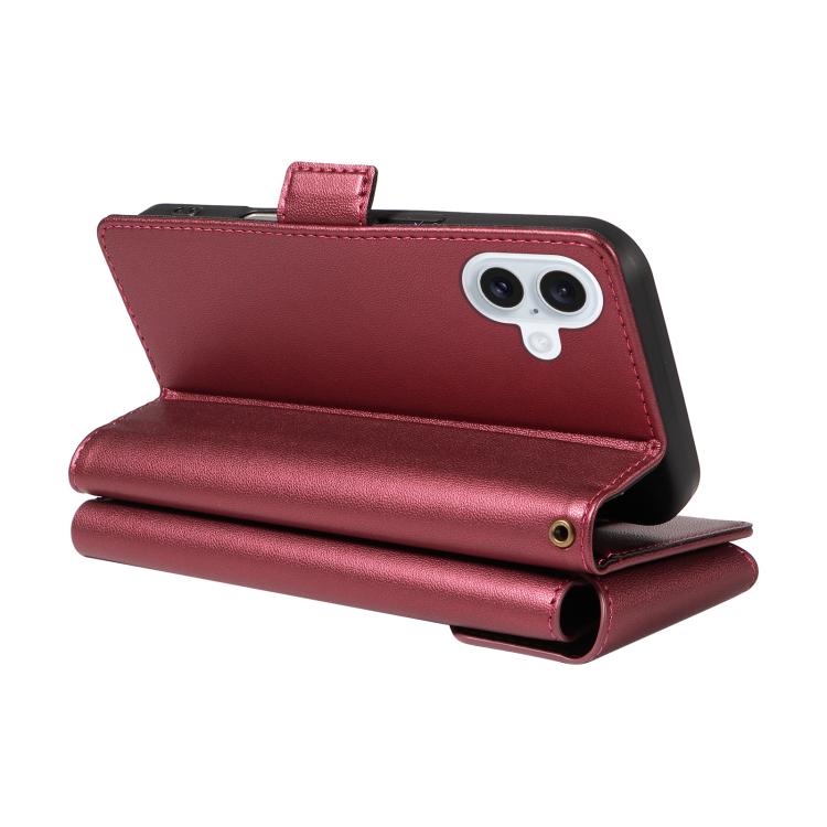 For iPhone 17 Multi Card Wallet Leather Phone Case with Strap