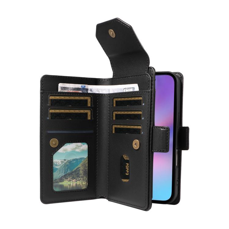 For iPhone 17 Multi Card Wallet Leather Phone Case with Strap