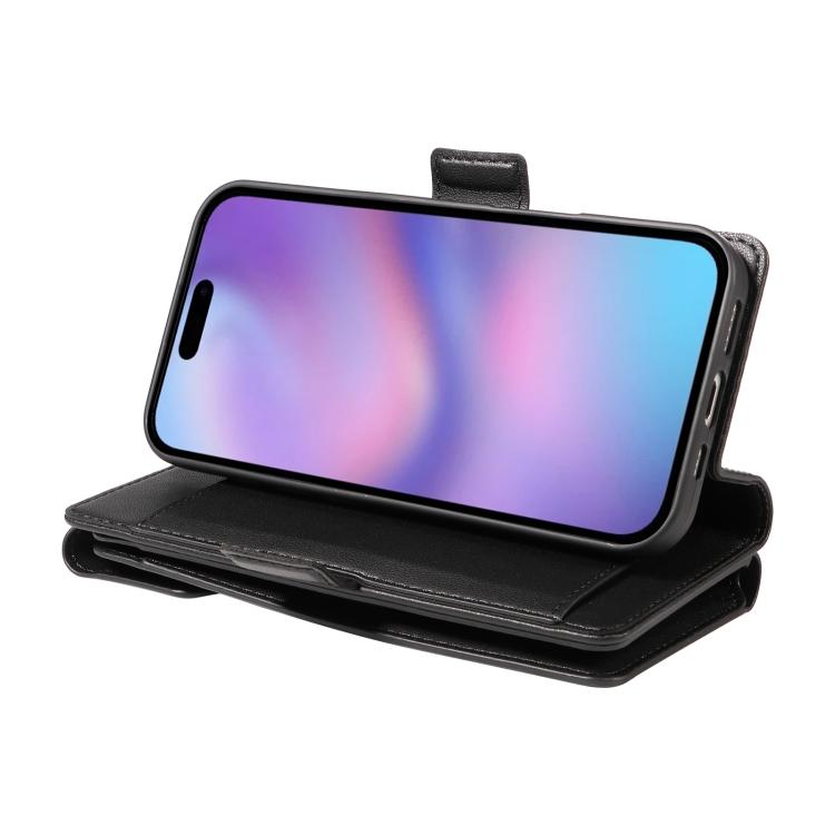 For iPhone 17 Multi Card Wallet Leather Phone Case with Strap