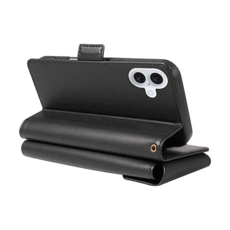 For iPhone 17 Multi Card Wallet Leather Phone Case with Strap
