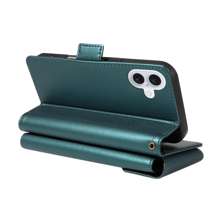 For iPhone 17 Multi Card Wallet Leather Phone Case with Strap