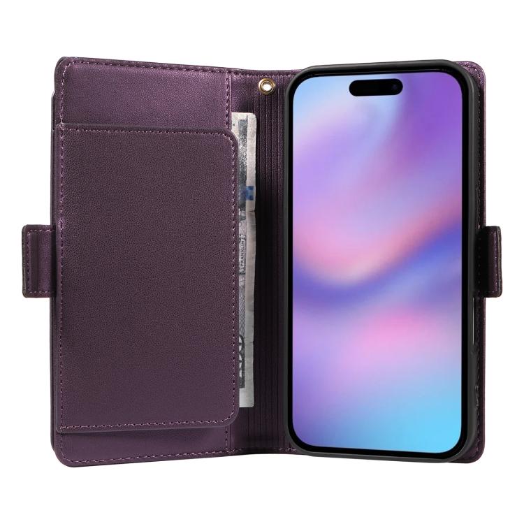 For iPhone 17 Multi Card Wallet Leather Phone Case with Strap