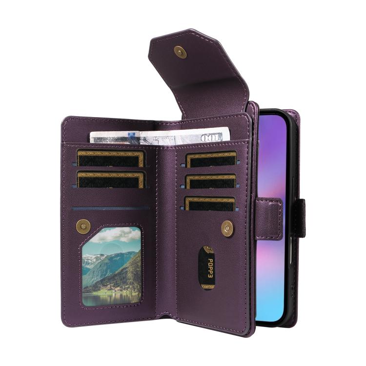 For iPhone 17 Multi Card Wallet Leather Phone Case with Strap