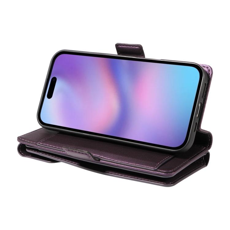 For iPhone 17 Multi Card Wallet Leather Phone Case with Strap