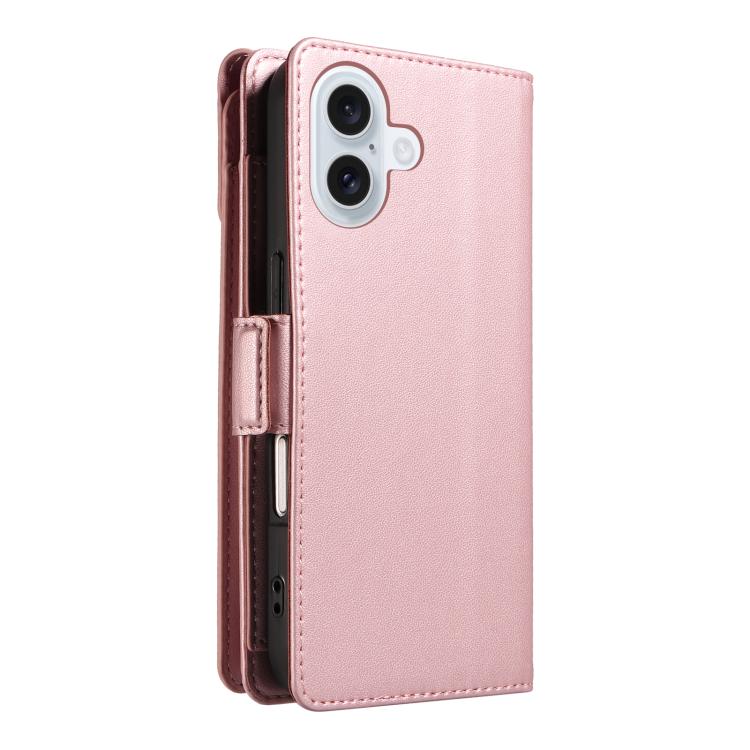 For iPhone 17 Multi Card Wallet Leather Phone Case with Strap