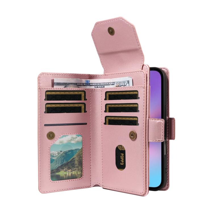 For iPhone 17 Multi Card Wallet Leather Phone Case with Strap