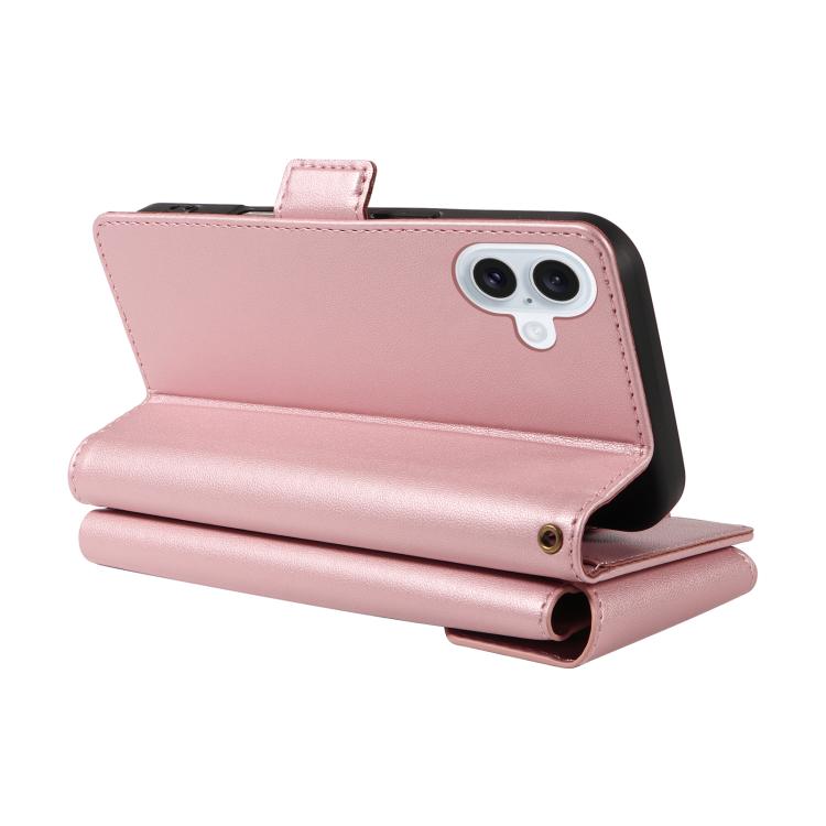 For iPhone 17 Multi Card Wallet Leather Phone Case with Strap