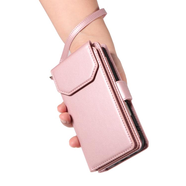 For iPhone 17 Multi Card Wallet Leather Phone Case with Strap