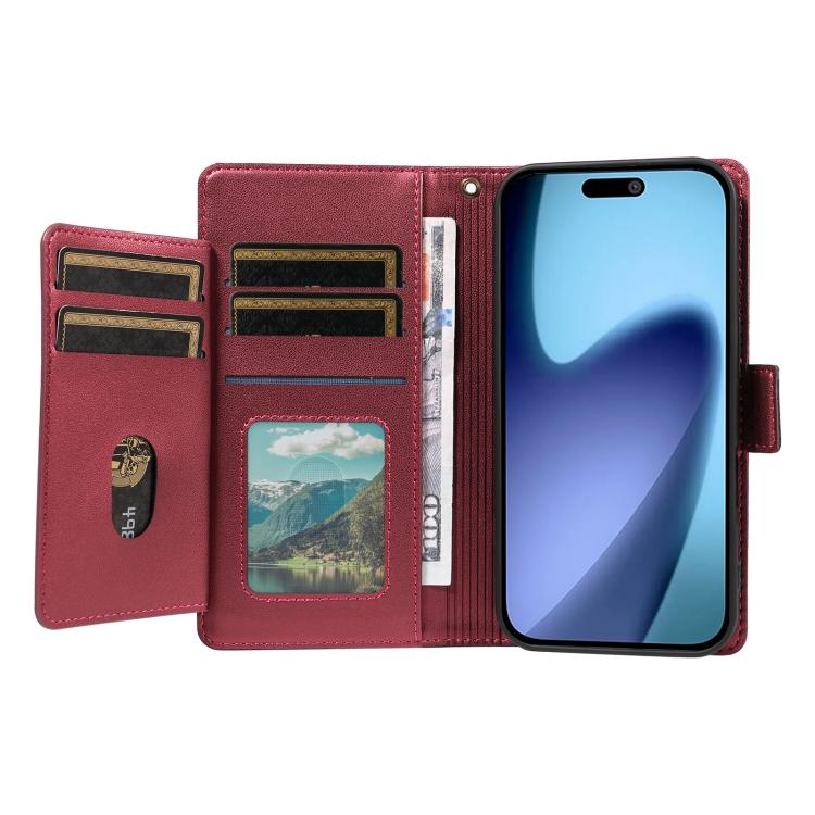 For iPhone Air Multi Card Wallet Leather Phone Case with Strap