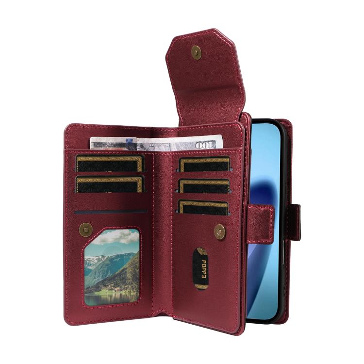 For iPhone Air Multi Card Wallet Leather Phone Case with Strap