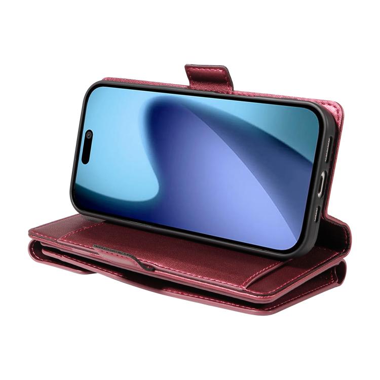 For iPhone Air Multi Card Wallet Leather Phone Case with Strap