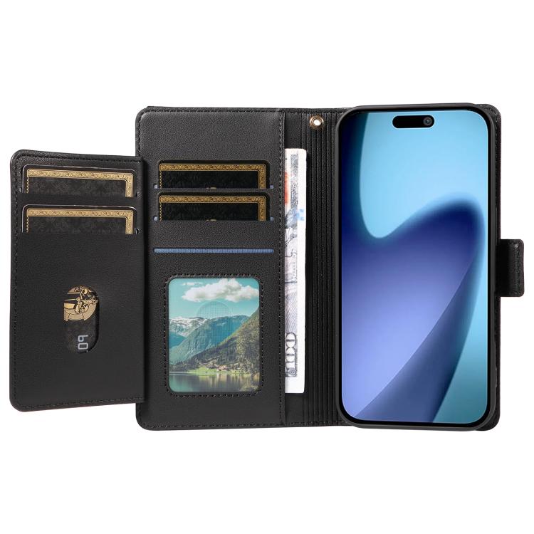 For iPhone Air Multi Card Wallet Leather Phone Case with Strap