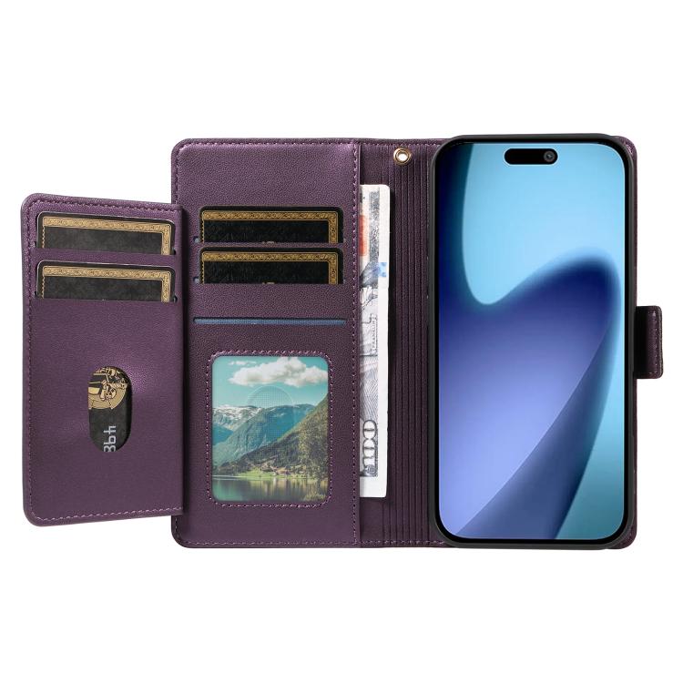 For iPhone Air Multi Card Wallet Leather Phone Case with Strap